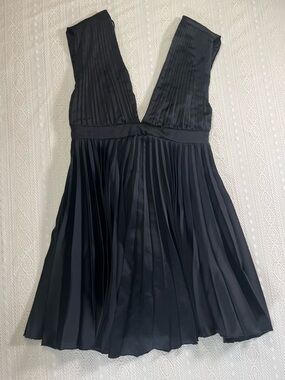 Abercrombie & Fitch Black Satin Pleated Dress